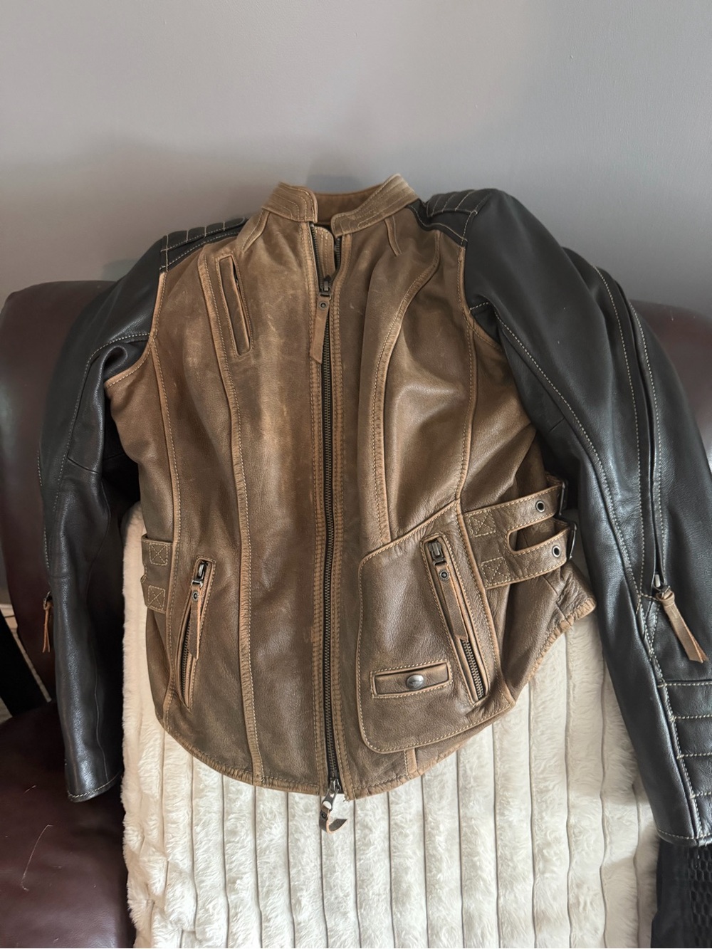 Harley-Davidson Brown and Black Women's Leather Jacket